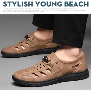 Seitendetail der braunen atmungsaktiven Leder-Casualschuhe für Herren mit dicker Sohle