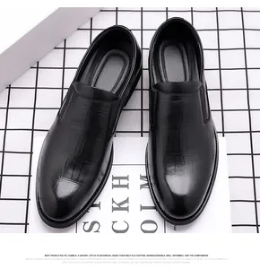 Detailed view of premium black men's leather shoes with elegant crocodile pattern texture