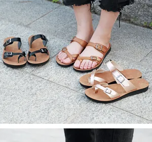 Detailed view showing women's comfortable microfiber flat sandals in various colors.