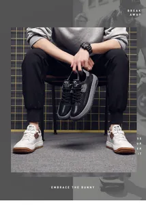 Détail de baskets décontractées en cuir pour hommes en modèles noir et blanc chic