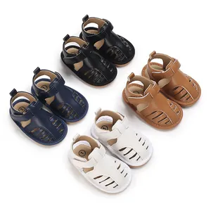 Sandales d'Été pour Bébé Garçons Filles Semelle Souple Chaussures de Premiers Pas Respirantes Ajourées en PU pour Nourrissons