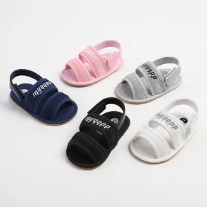 Five pairs of breathable mesh baby sandals in multiple colors for infant walking.