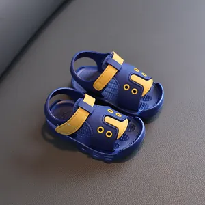 New summer blue and yellow baby sandals with anti-slip soft soles for infant boys and girls