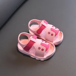 Cute pink baby summer sandals with soft anti-slip sole for toddlers aged 0-3 years