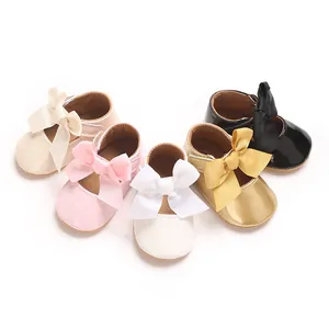 Baby Mädchen Prinzessin Schuhe Neugeborene Weiche Sohle Lauflernschuhe Kleinkind Säugling Schleife Lackleder Mary Jane Flach