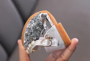 Scarpe da principessa con paillettes argento per bambine, suola flessibile
