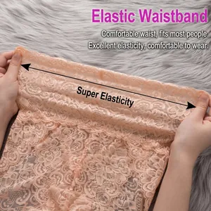 Elegant high-waisted floral lace panties for women with superior elastic waistband stretch