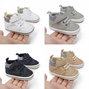 Infant Baby Boys Prewalker Shoes Faux Leather Soft Sole Casual Crib Shoes Hook And Loop First Walkers Baby Infant Shoes