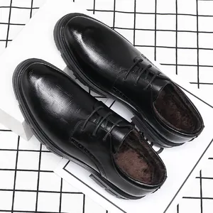 Men's Business Formal Elevator Shoes Height Increasing Wedding Dress Shoes Recycled Leather Thick Sole Brogue Derby Shoes