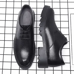 Herren Business Formelle Lederschuhe Ausschnitt Atmungsaktiv Größensteigernd Aufzugsschuhe Dicke Sohle Schwarz Hochzeit Oxford Schuhe