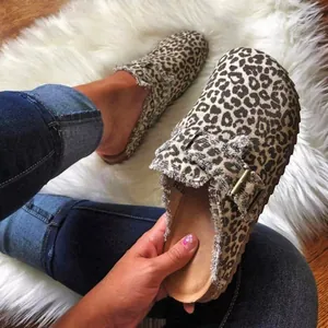 Damen Casual Segeltuch Geschlossene Mules Ausgefranste Kanten Flache Hausschuhe Outdoor Lazy Schuhe Mit Metallschnalle