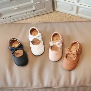 Mädchen Prinzessin Schleife Slipper Weiche Sohle PU Leder Kleinkind Lauflernschuhe Wellenkante Flats Für Hochzeit Party