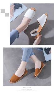 Stylish women's flat sandals with backstraps in white and brown leather