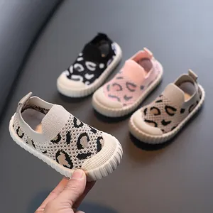 Toddler Baby Boys Girls Leopard Print Walking Shoes Soft Sole Breathable Mesh First Walker Sneakers Casual Flat Infancy Shoes