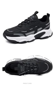 Vista dettagliata delle sneakers sportive traspiranti da uomo in nero e bianco moda