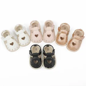 Variety of baby heart-shaped cut-out summer sandals in multiple colors for toddlers
