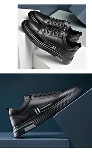 Detailed side view of black trendy casual men's fashion sneakers on geometric blocks