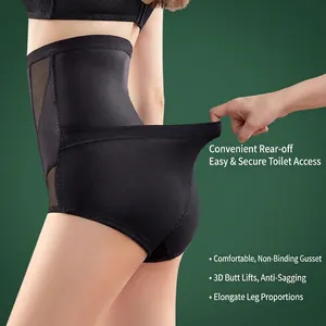 High waist tummy control shapewear panty with butt lifting and easy back-off design