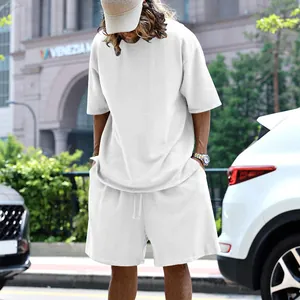 Ensemble décontracté blanc en molleton pour homme avec t-shirt et short coupe ample