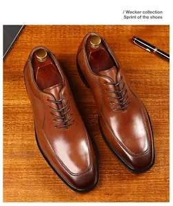 Zapatos Oxford clásicos de cuero marrón con estilo retro británico para negocios