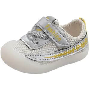 Chaussures de marche respirantes en maille pour bébé avec semelle souple antidérapante
