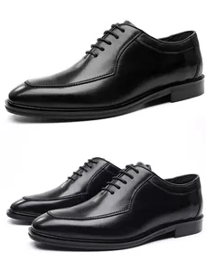 Primer plano detallado de zapatos Oxford de cuero negro con un acabado pulido
