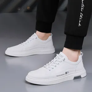 Men Trendy Casual Leather Sneakers Fashion Astronaut Letter Print White Black Low Top Lace Up Comfortable Daily Shoes