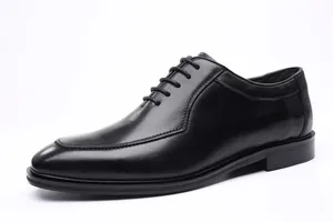 Zapatos Oxford clásicos de cuero negro para hombre con elegante diseño de cordones