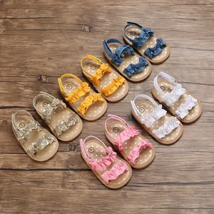 Baby zomer sandalen met ruches bandjes en antislip rubberen zolen voor meisjes 0-1 jaar