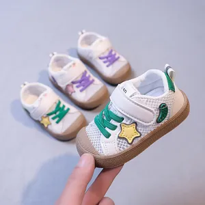 Toddler Baby Walker Shoes Breathable Mesh Sneakers Non Slip First Walkers Casual Star Pattern Stars Velcro Shoes For Boys Girls