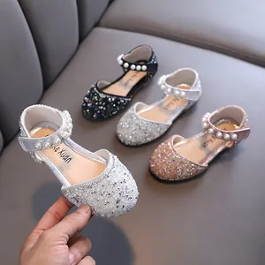 Chaussures de Princesse Coréennes pour Filles Décoration en Strass et Perles Artificielles pour Danse Performance Fête Chaussures Plates en Cuir Synthétique pour Enfants