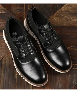 Modische schwarze Herren-Freizeitschuhe mit leichtem Flying-Knit und weißer EVA-Sohle