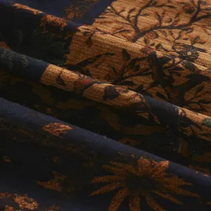 Macro detail of vintage floral pattern fabric for men's retro Chinese style shirt
