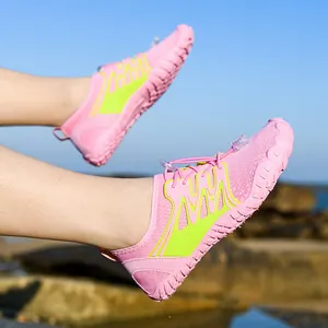 Quick-dry pink and lime green water shoes for beach, swimming and outdoor activities