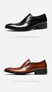 Men's leather loafers in black and brown with elegant pointed toe design