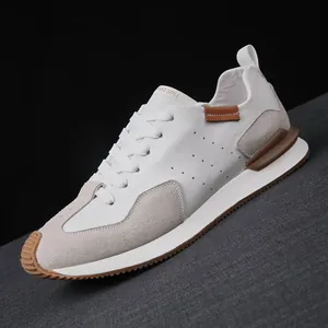 Zapatillas Casuales de Cuero Genuino Retro para Hombre Estilo Vintage Forrest Gump Transpirable Patchwork Zapatos Deportivos Bajos