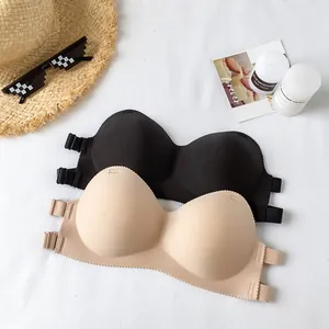 Damen Trägerloser Schlauch-BH Ohne Bügel Push-Up Unsichtbar Nahtlose Lingerie Anti-Expositions-Bralette Handpolster Top