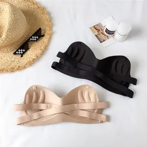 Bequeme trägerlose Push-up-BHs in Schwarz und Beige mit kabellosem Design und Polsterung