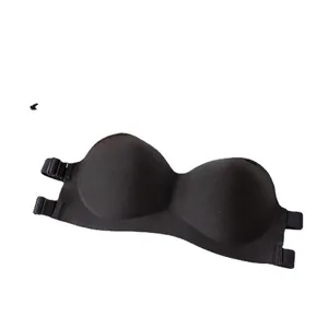 Nahtloser schwarzer trägerloser Bandeau-BH mit Push-up-Effekt für Damen, bequem