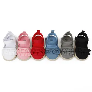 Zapatos de Lona para Bebé Niña para Aprender a Caminar Decoración de Volantes Suela Blanda Antideslizante Zapatos de Marcha para Infantes