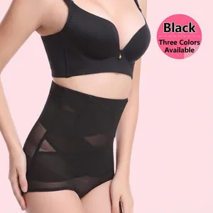 Nahtlose Miederhose mit hoher Taille und schwarzem Cross-Over-Mesh-Design für Damen