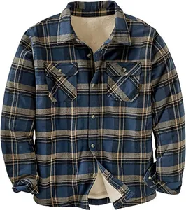 Veste chemise à carreaux pour hommes avec doublure chaude en polaire sherpa douce