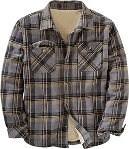Veste chemise en flanelle à carreaux pour homme avec doublure en polaire chaude.