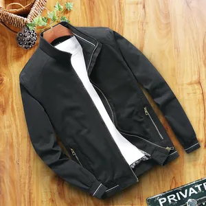 Men's casual black cotton washed jacket for spring and autumn with stylish ribbed trims