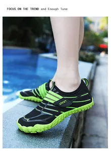 Breathable non-slip children's water shoes for beach and pool use in vibrant green