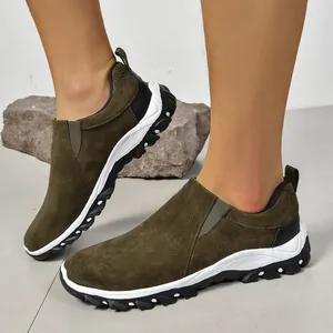 Mocassins Décontractés en Toile pour Hommes Respirants Sans Lacets Chaussures de Marche d'Extérieur Plats Légers Couleur Unie