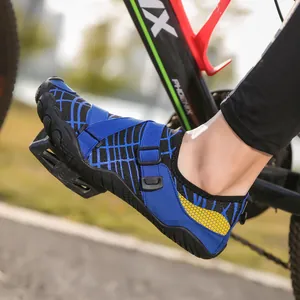 Blue mesh outdoor water wading and cycling sports shoes for men and women with buckle