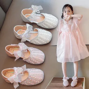 Mädchen Prinzessin Schuhe Sommer Schleife Künstliche Perle Strass Sandalen Kinder Party Aufführung Kleid Schuhe