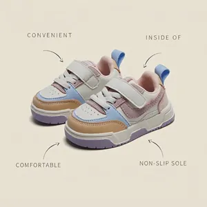 Toddler sneakers with breathable mesh and pastel patchwork design for boys and girls