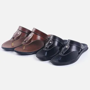 Fashionable men's thong sandals in black and brown colors for beach outdoor wear